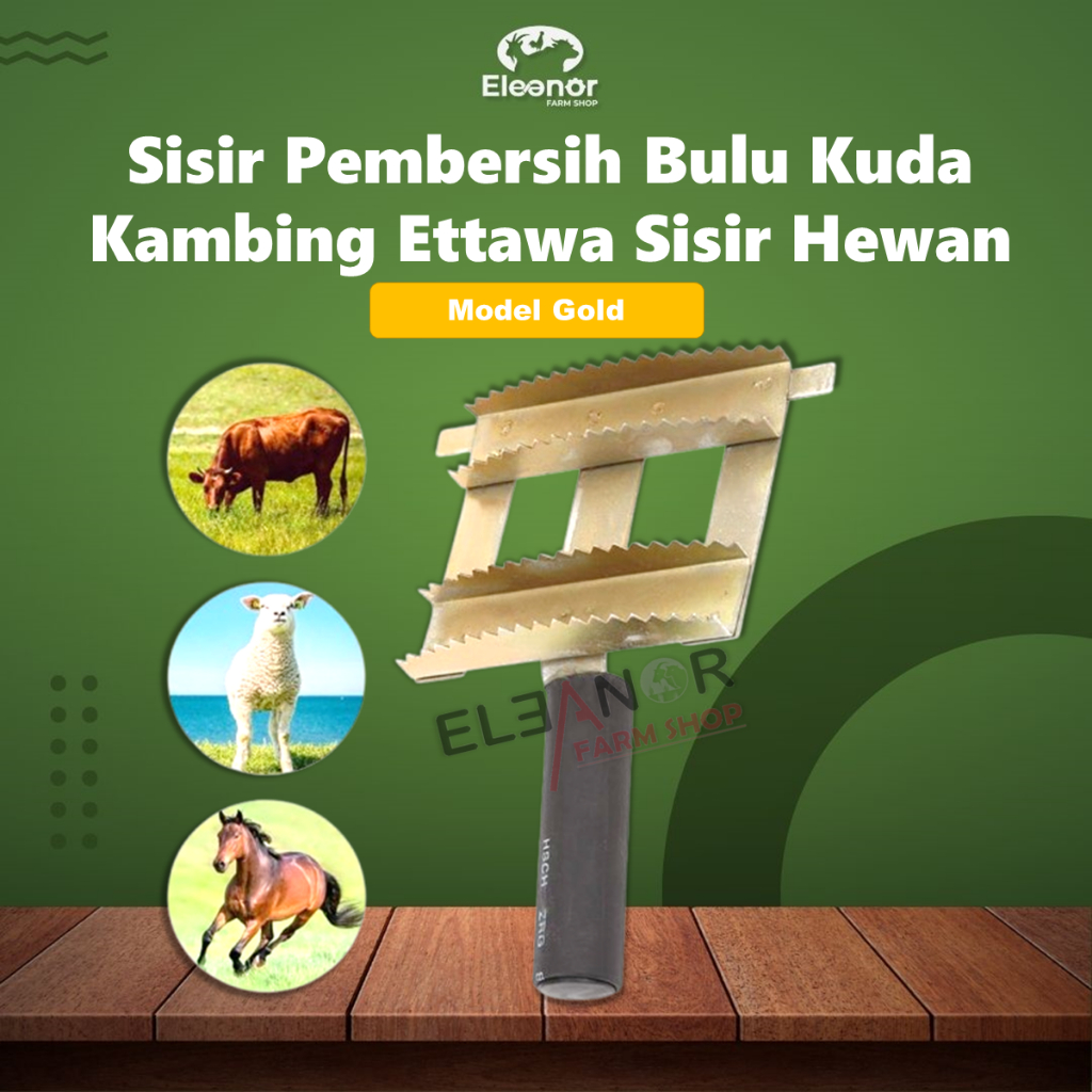 Sisir Pembersih Bulu Kuda Sapi Domba Kambing Ettawa Sisir Hewan Gold