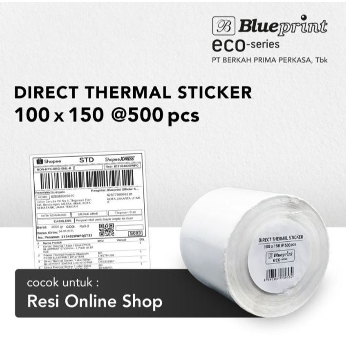 

BLUEPRINT Direct Thermal Sticker Label Resi 100x150 mm isi 300pcs