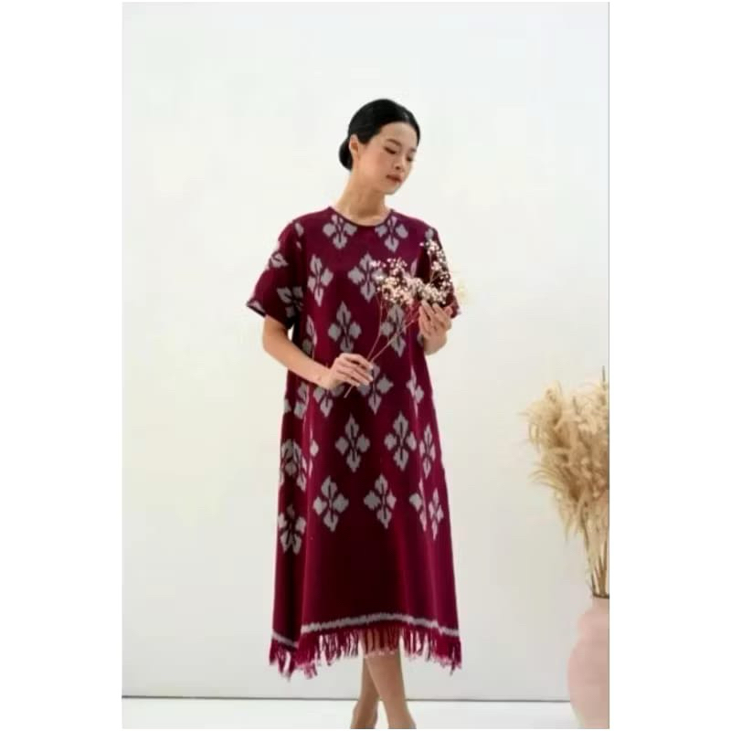 DRESS TENUN TROSO PEMIUM MAROON  - ORIGINAL TENUN TROSO