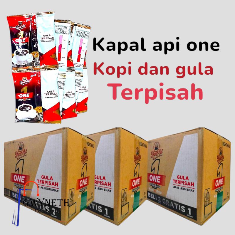 

Kopi Kapal api One kopi dan Gula Terpisah 1 dus 120 Sachet