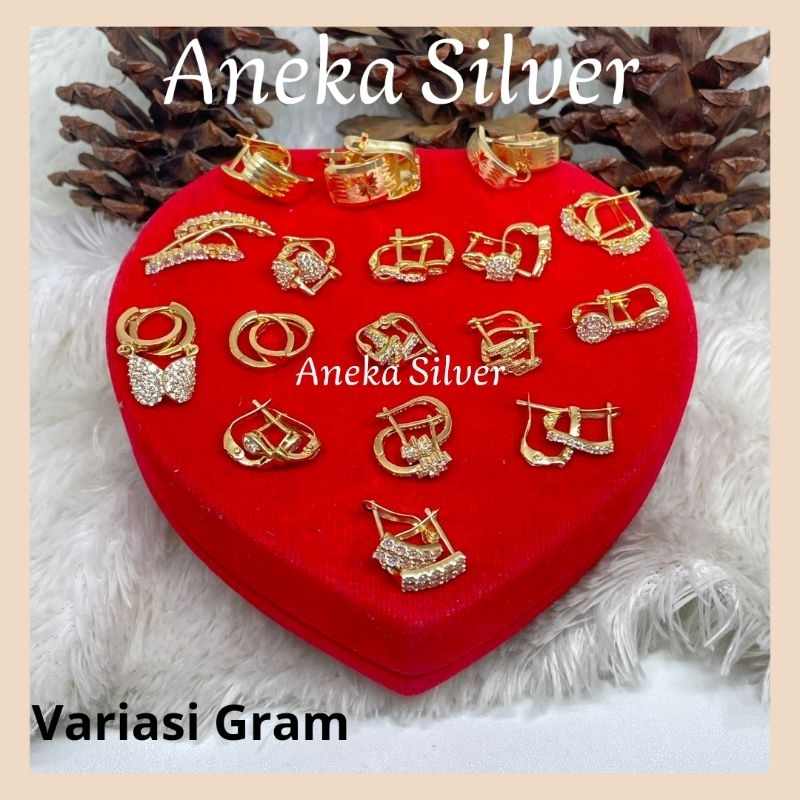 Anting Jepit Gold Variasi, Perak 925