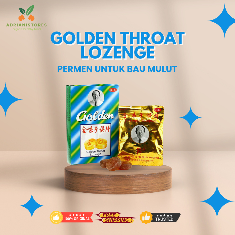 Permen Herbal untuk Tenggorokan Kering, Atasi Bau Mulut & Radang Tenggorokan Golden throat Lozenge -