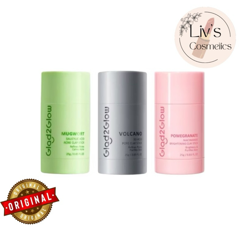 GLAD2GLOW Real Mugwort Salicylic Acid Acne Clay Stick 25g | Volcano 3D Acid Pore Clay Stick 25g | Po
