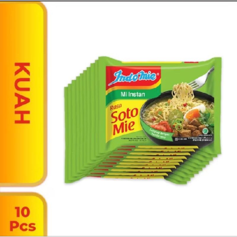 

(10pcs) Indomi Mi instan Rasa Ayam Bawang/Mi Instan Rasa Soto 69gr