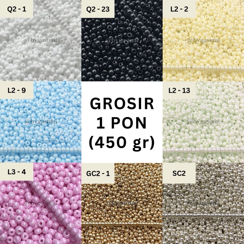 Grosir 450 Gram 1 Pon Manik Premium Ready Stock Ukuran Seragam Kualitas Superior Bulat Pasir Glass B