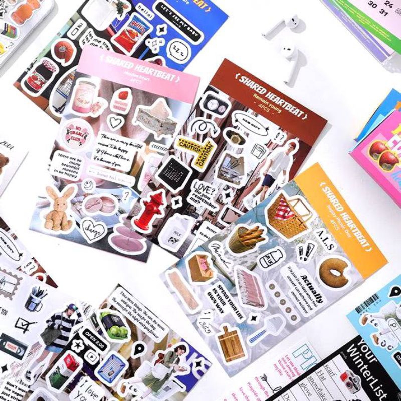 

[4Lembar] Sticker Deco Magazine Korea/ Stiker Journal Buku Notebook DIY/ Tempelan Hiasan Decoration Diary Hias