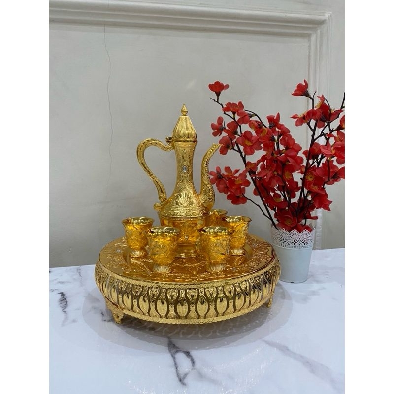Teko Arab Aladin Set 8 Gold Emas Teko Arab Mewah