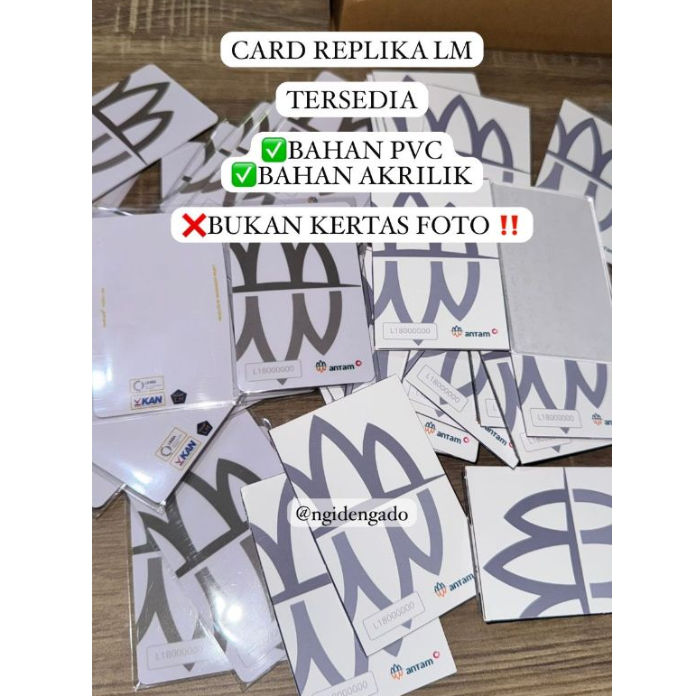 REPLIKA CARD KARTU LM LOGAM MULIA BAHAN AKRILIK DAN PVC (HARGA GROSIR)