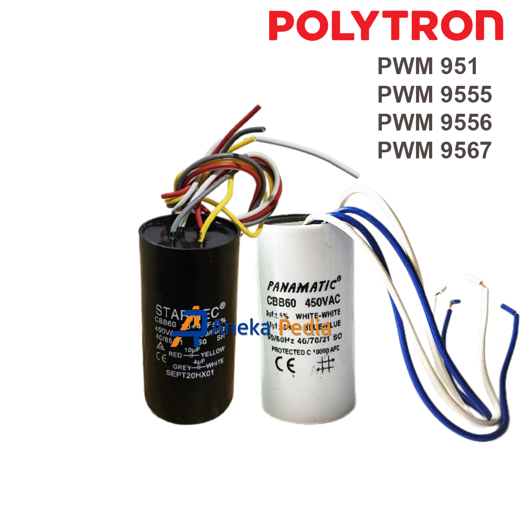 Premium 4+10 uF Kapasitor POLYTRON 9,5 Kg PWM 951 9555 9556 9567 CAPACITOR Mesin Cuci 2 Tabung