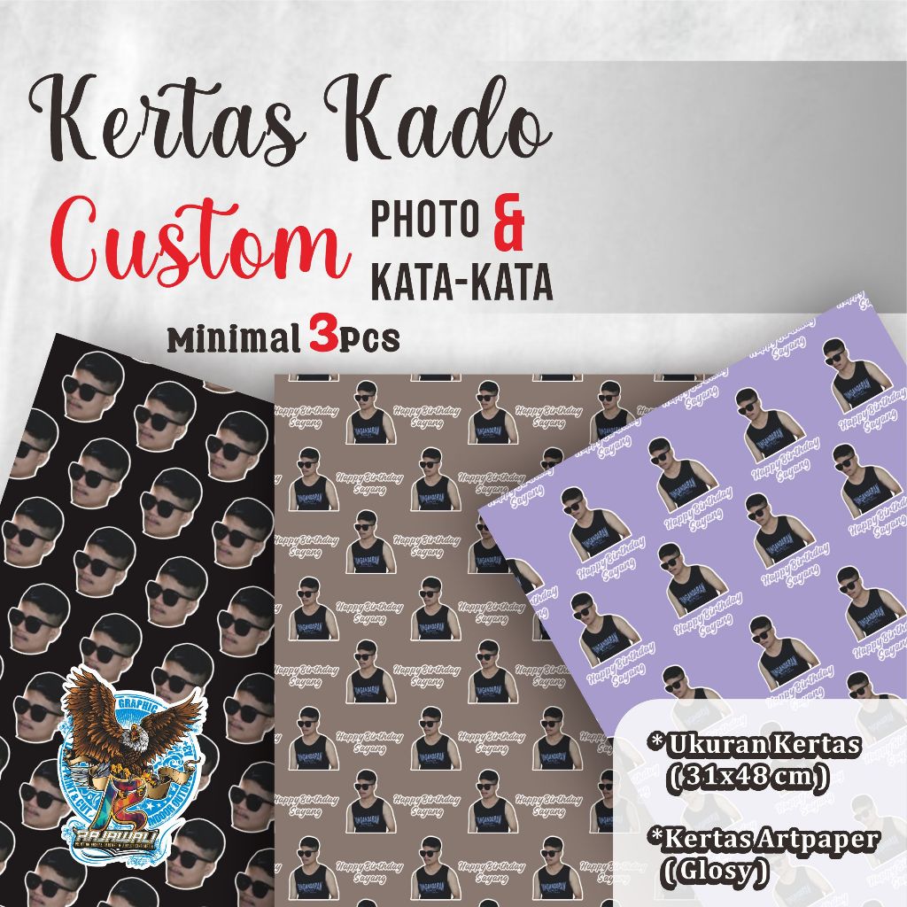 

KERTAS KADO CUSTOM SATUAN | DESIGN BEBAS | BAHAN ART PAPER GLOSY