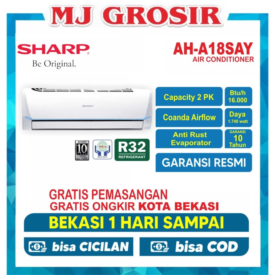 AC SHARP AH-A 18 SAY 18SAY 2 PK + PASANG R32 THAILAND ECO JETSTREAM