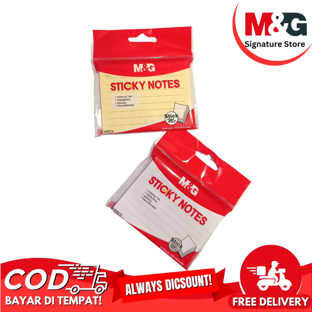 

Kertas Memo M&G Sticky Notes M&G 88 Sheet isi 88 Lembar Warna Kuning Dan Putih