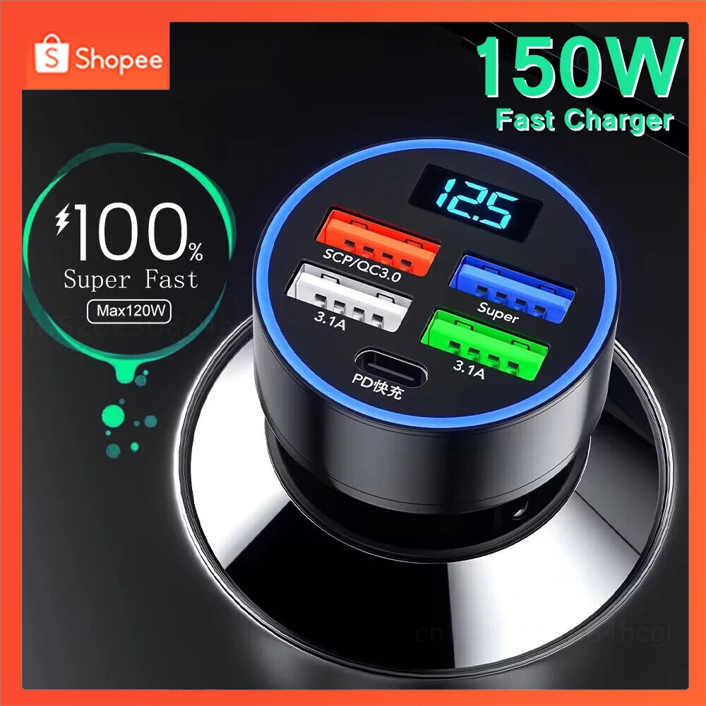 Adaptor Charger Telepon Mobil 4 Port USB Charger Mobil Pengisian Cepat PD Pengisian Cepat 3.1 USB C 