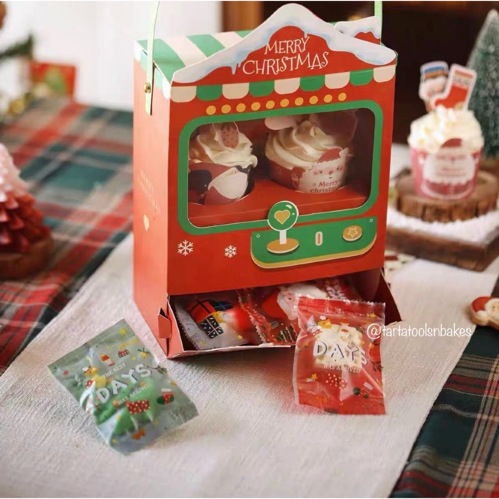 

Kotak Natal Cupcake Perman | Box Merry Christmas Cupcake Candy