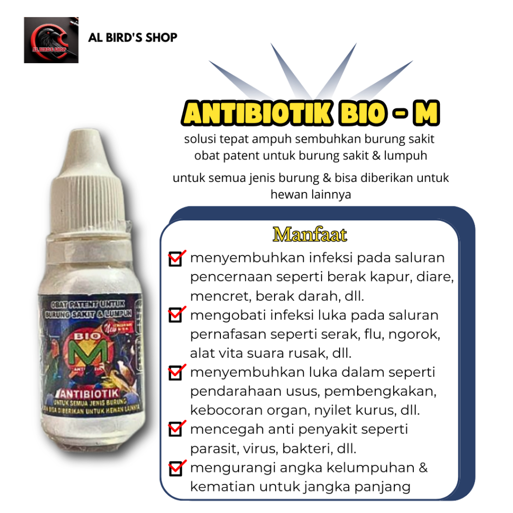 Vitamin Burung sakit Antibiotik Bio-M penggacor Burung