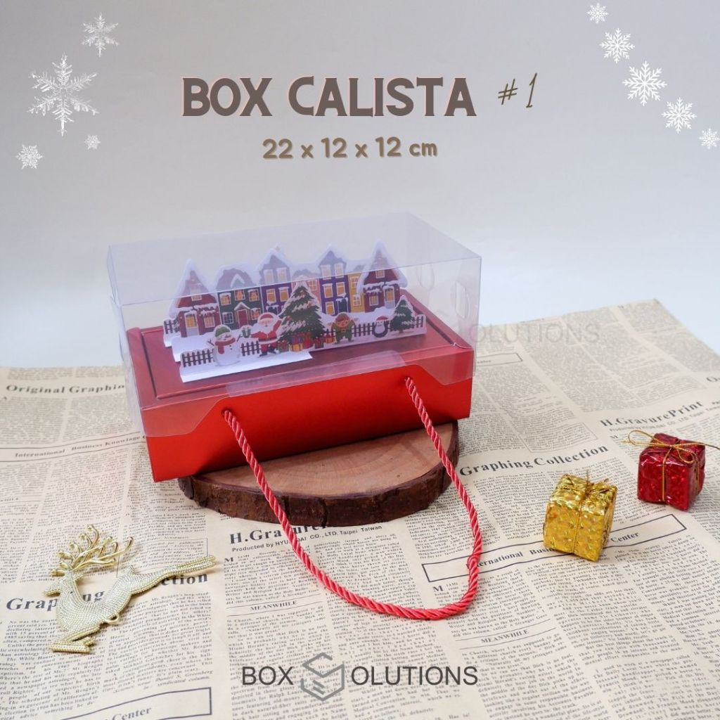 

box calista x-mas 1 / box mika christmas hampers merah - 22x12x12 cm