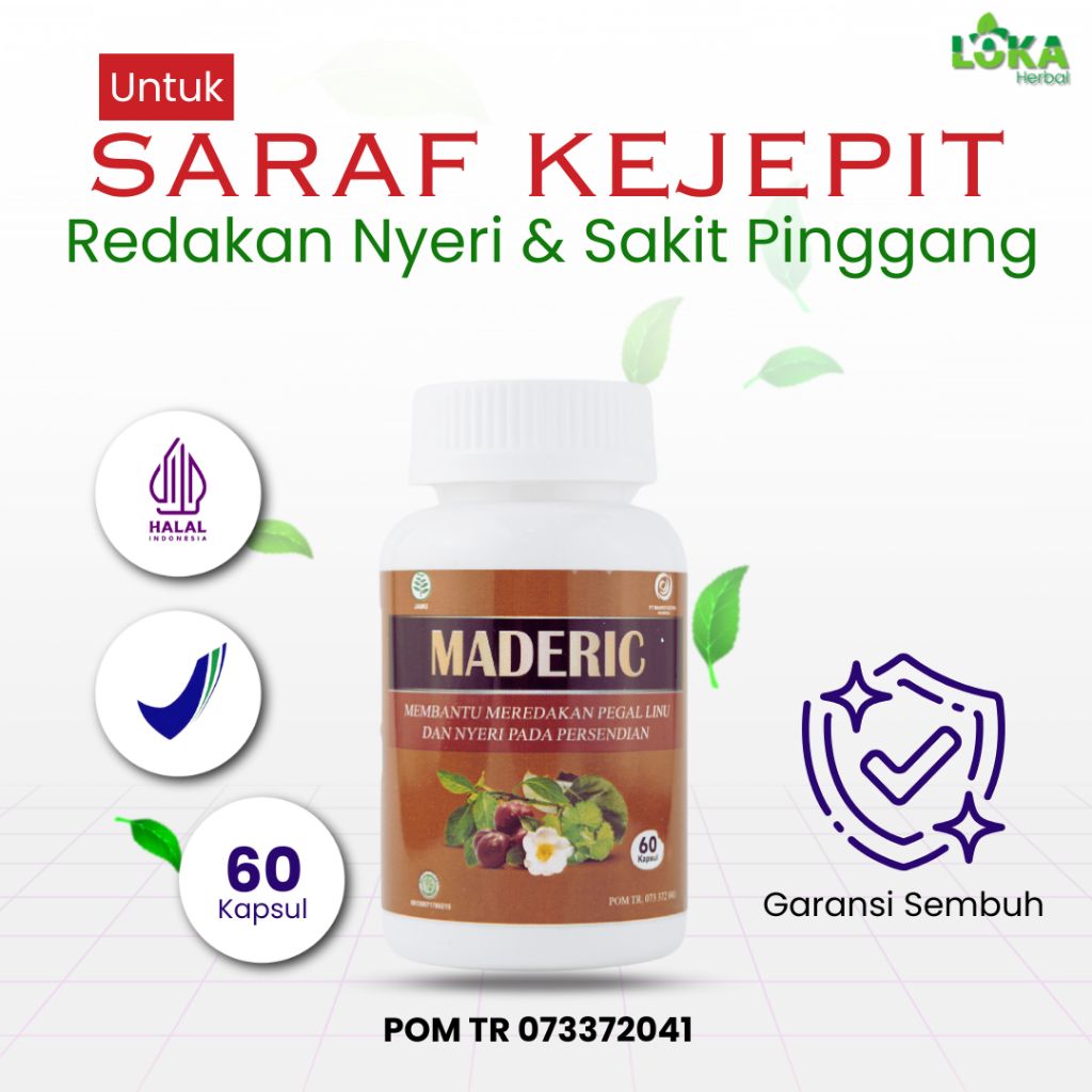 MADERIC - original Herbal 60 KAPSUL obat saraf kejepit, sakit pinggang, nyeri otot, pegal linu