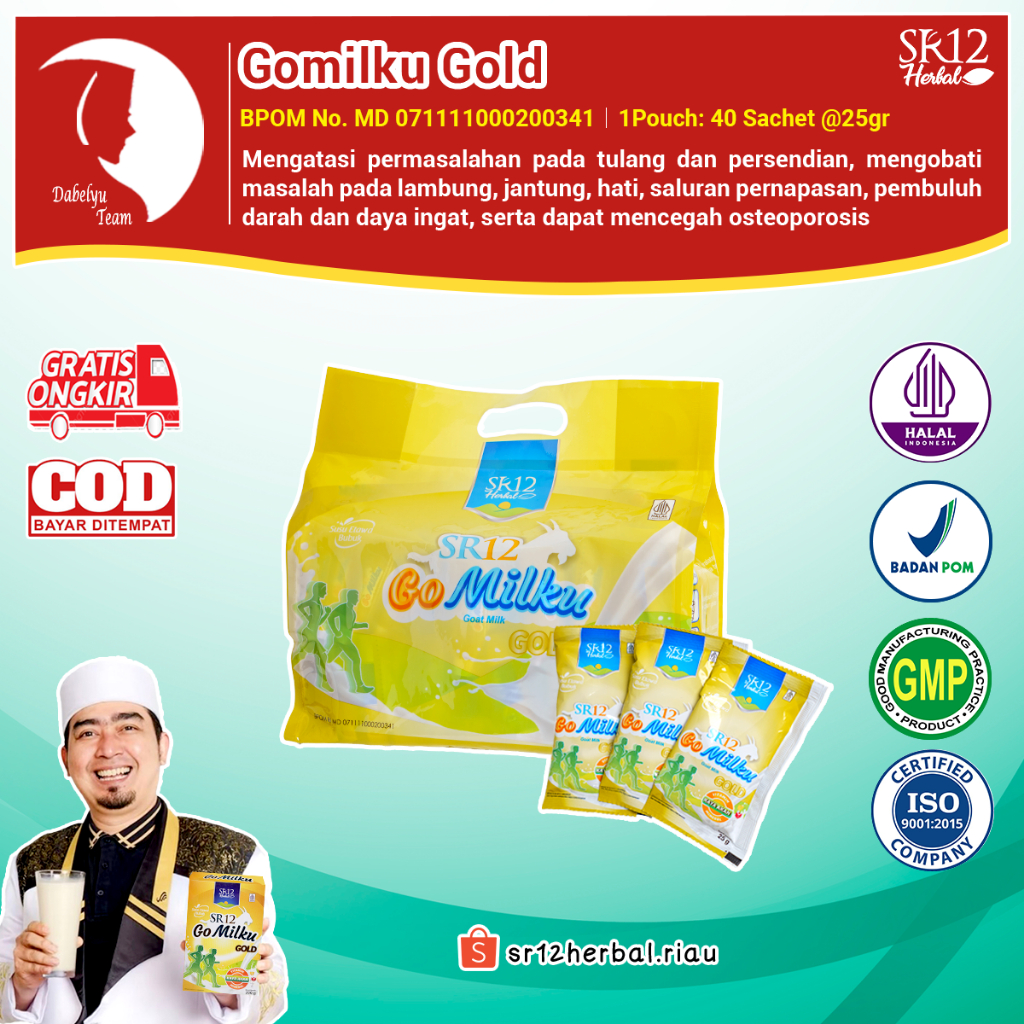 

【COD】 GOMILKU GOLD SR12 POUCH | Atasi Masalah Tulang & Sendi 30Th++ | Susu Kambing Etawa Premium