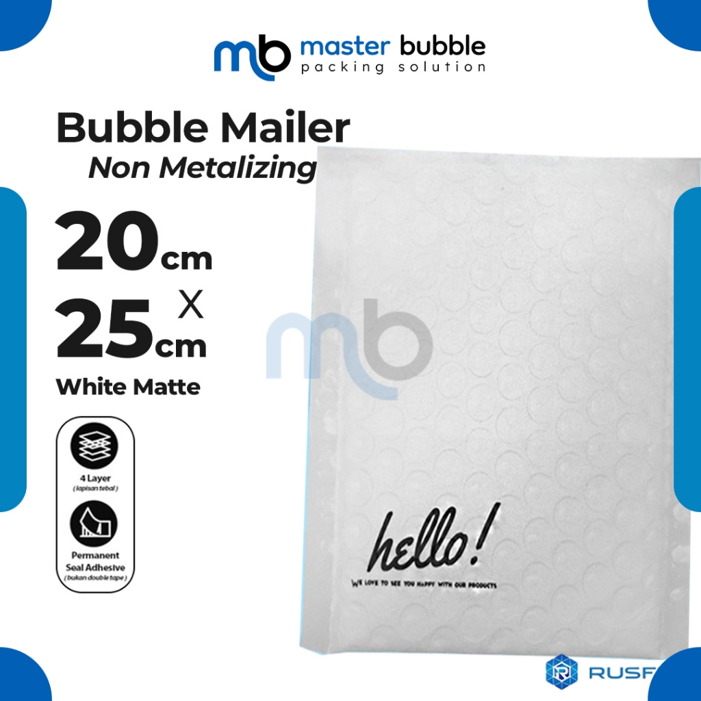 Amplop Envelope Warna Putih Bubble Mailer 20 x 25 cm / Security Bag Mailer Rusfet Harga Ecer Satuan