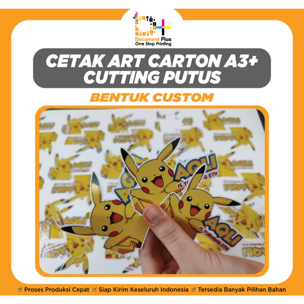 

Cetak Kertas AC 400 Gsm / Print Art Carton 400 Gr Ukuran A3 + Full Colour Potong Bentuk