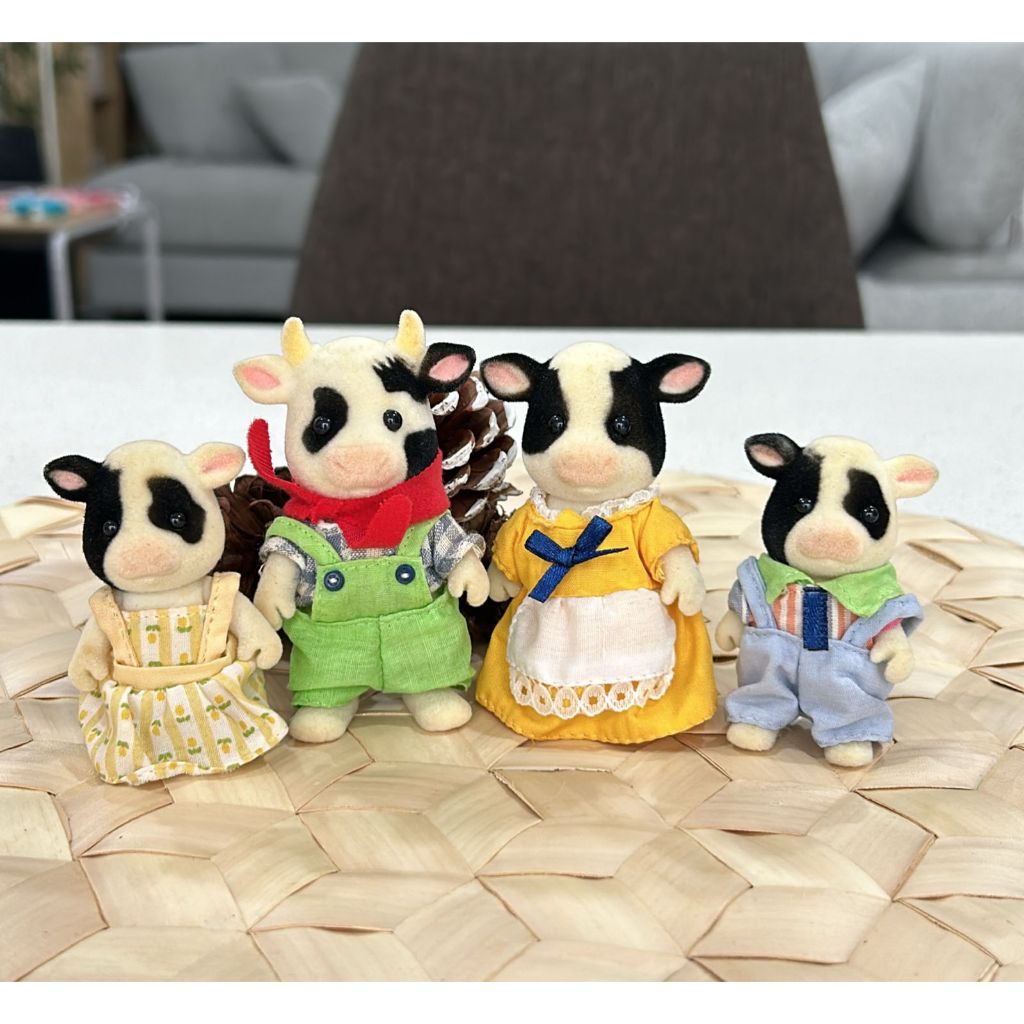 Sylvanian Cow Family Preloved Vintage