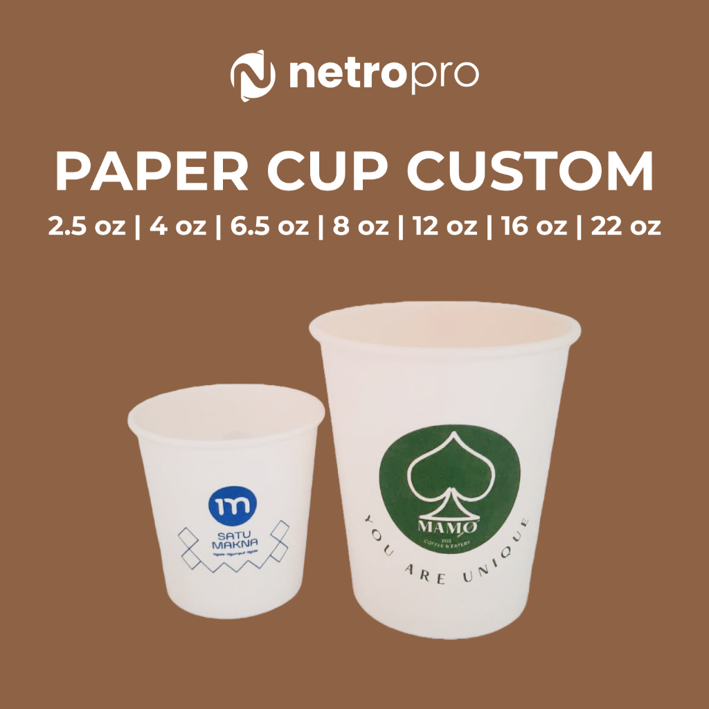 Paper Cup Paper Hot Cup Gelas Kertas Custom kopi ngopi teh ngeteh cafe coffee shop - Netro Productio