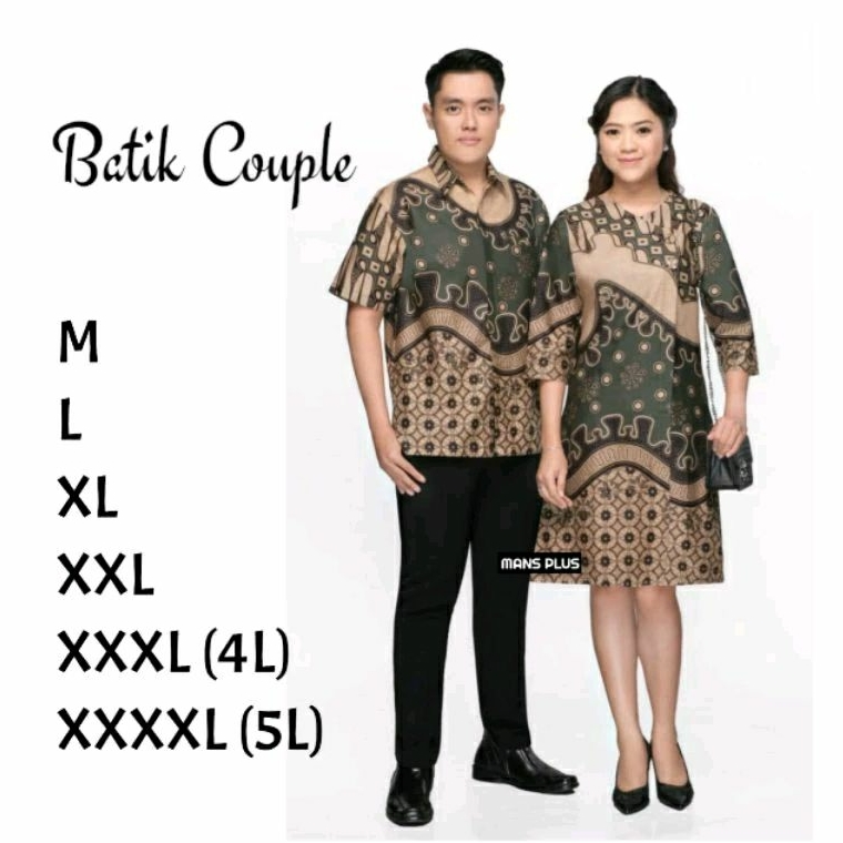 Couple Batik Dress Sarimbit Jumbo 4L-5L Batik Pasangan Seragam Keluarga Modern XXXL LN