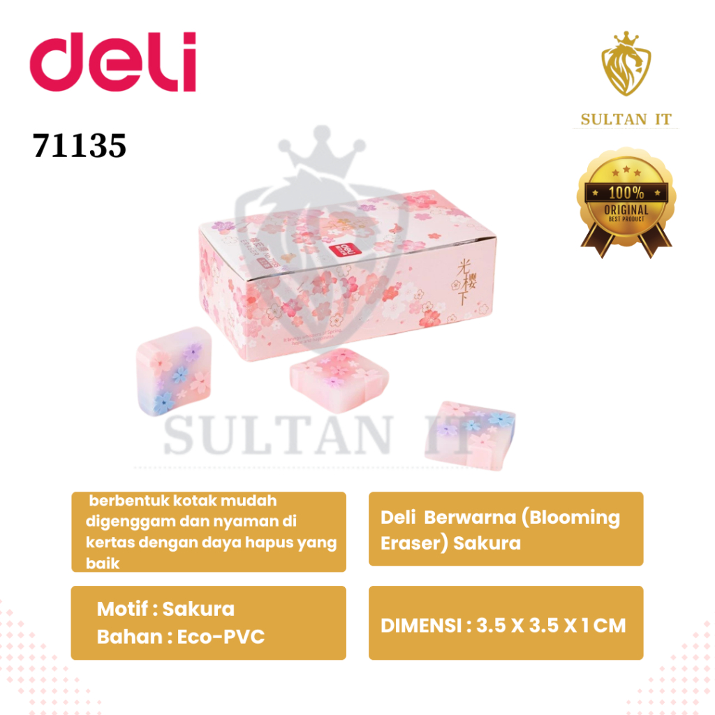 

Penghapus Deli 71135 -35x35x11MM / EH09920 - 33x15x12MM / EH01200 - 40×22×12mm Original