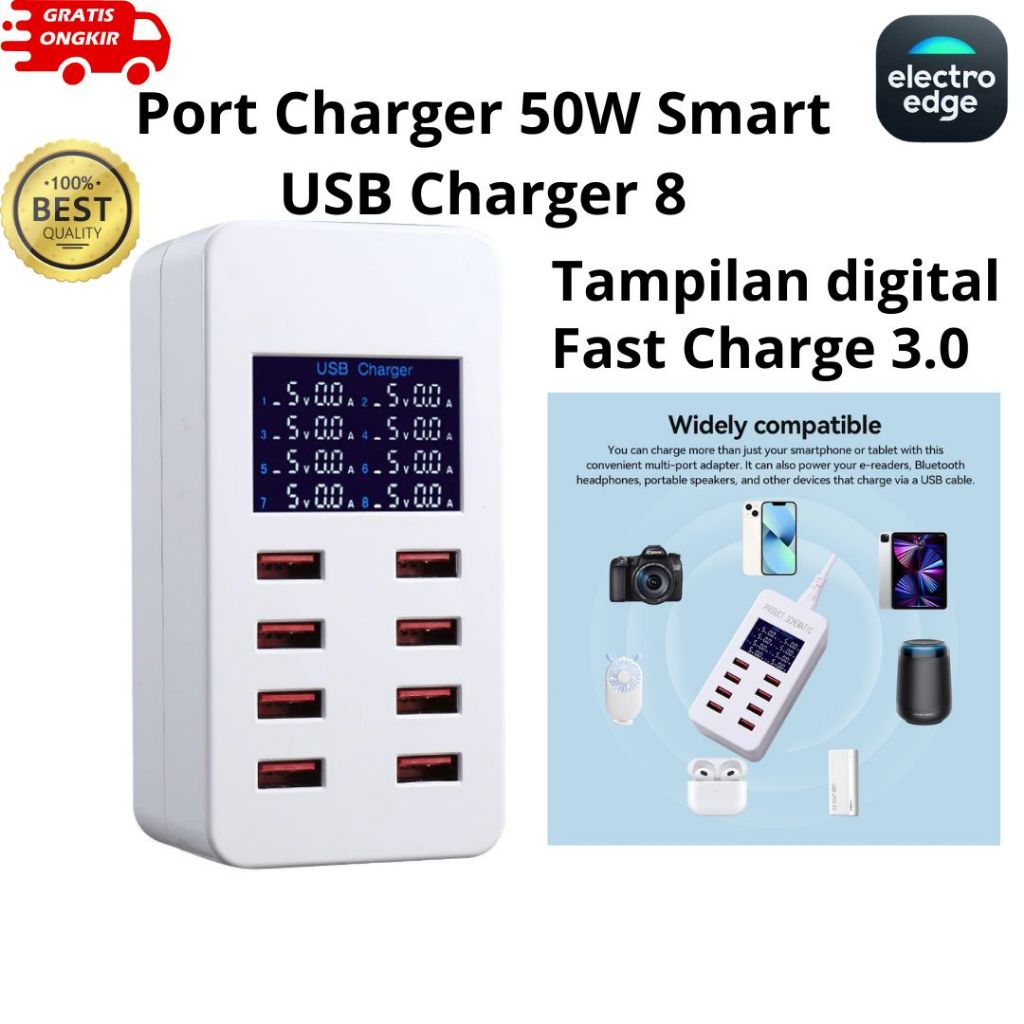 [Bayar Nanti] masterdeal USB Port Multi Port Charger 50W Smart USB Charger 8 Port Colokan USB Banyak