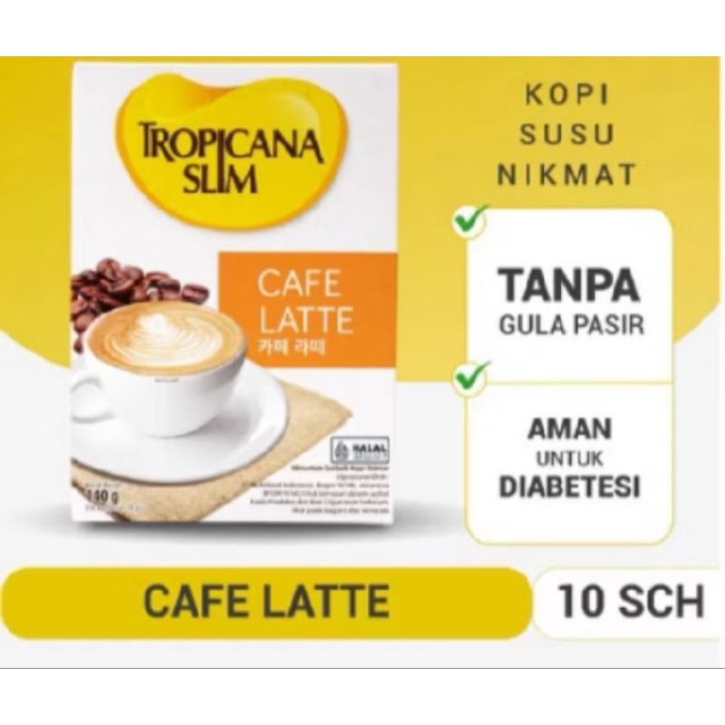 

Tropicana Slim Cafe Latte Original 10 sachet 14gr