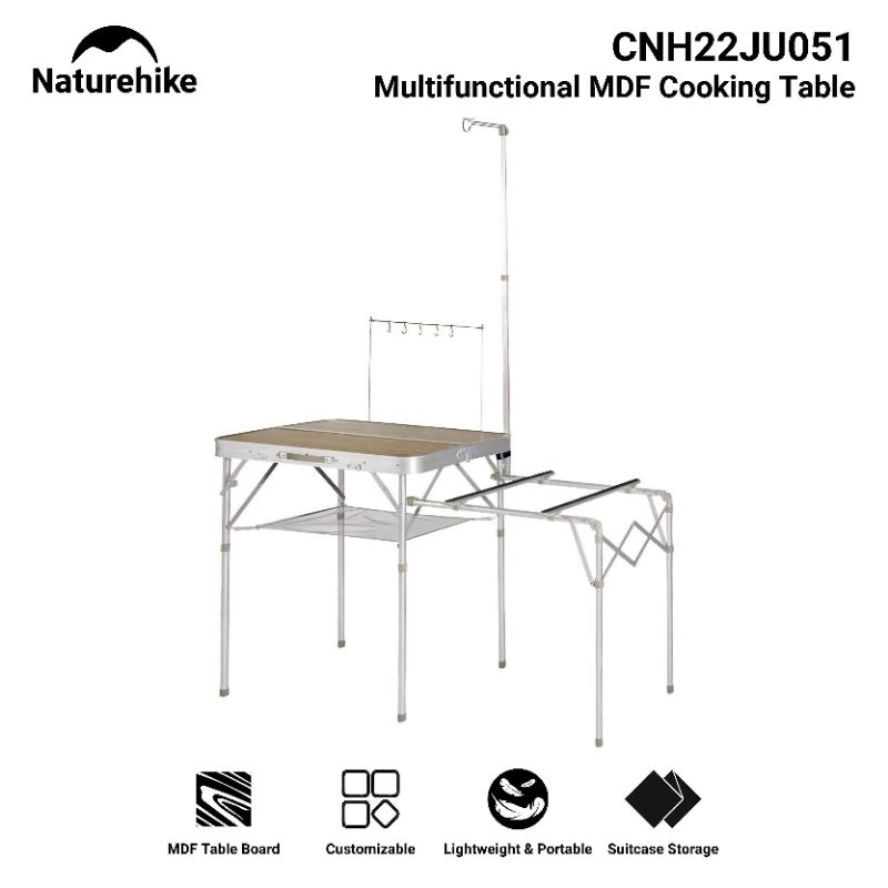 MEJA LIPAT NATUREHIKE CNH22JU051 MULFUNCTIONAL MDF COOKING TABLE PORTABLE CAMPING GLAMPING HIKING PI