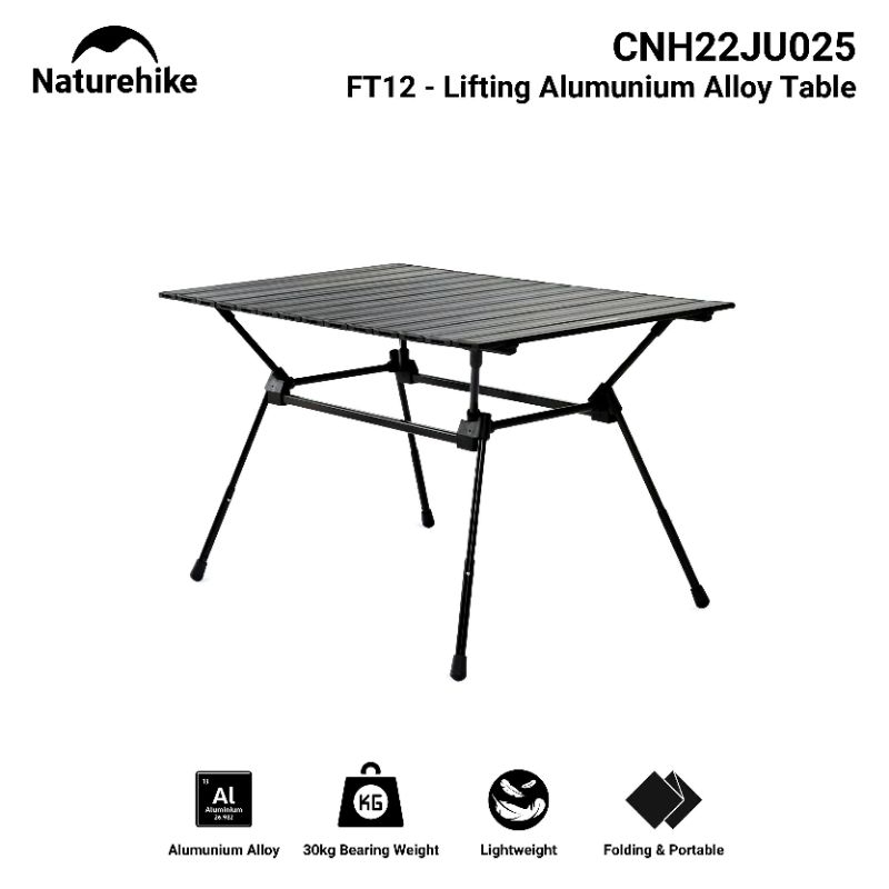 MEJA LIPAT NATUREHIKE CNH22JU025 FT12 LIFTING ALUMUNIUM ALLOY EGG ROLL TABLE OUTDOOR CAMPING HIKING 
