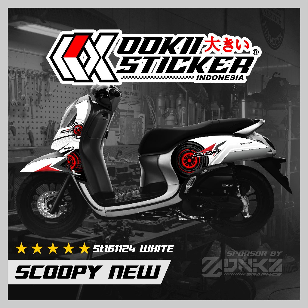 Stiker Scoopy New 2021 Decal Striping Scoopy 2021 Premium Racing Variasi ST161124 Putih White OOKII 