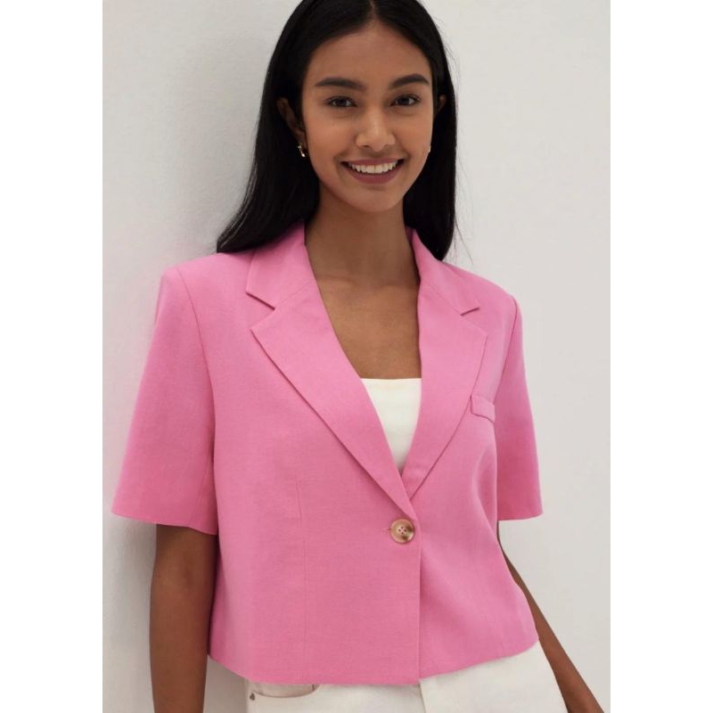 Love Bonito linen blazer pink