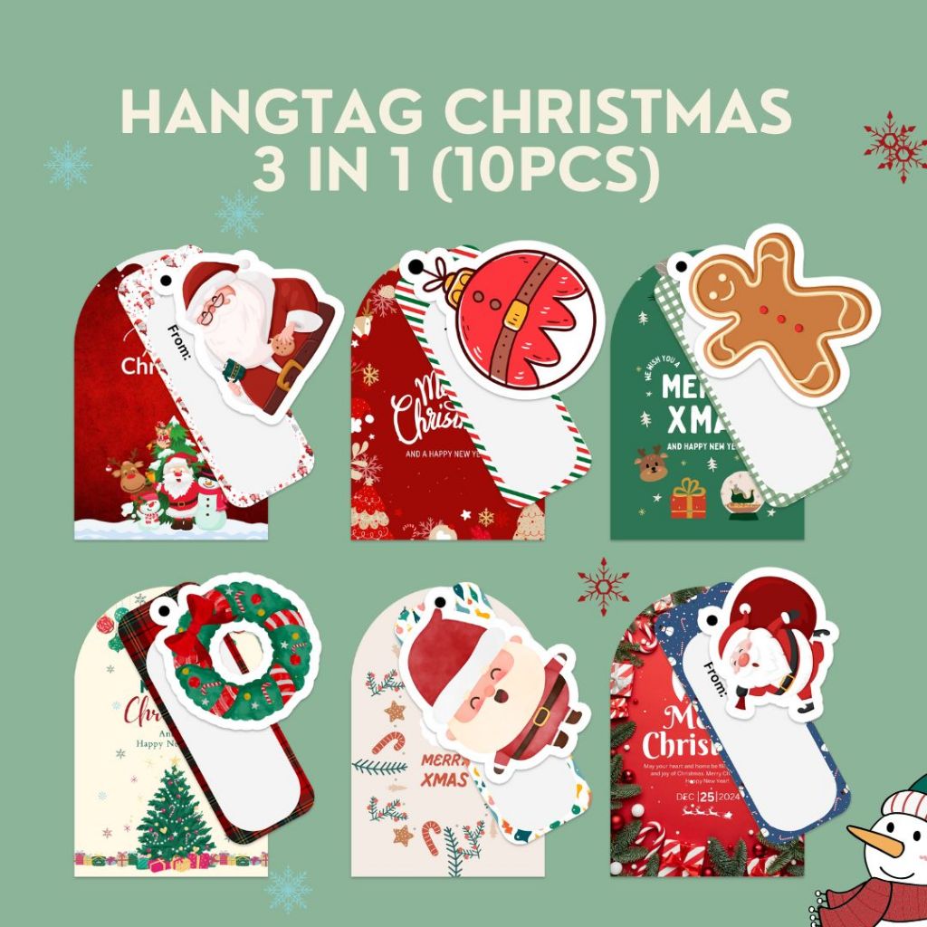 

Hang Tag Natal 3 in 1 Gratis rantai untuk Hampers Hadiah Natal dan Tahun Baru