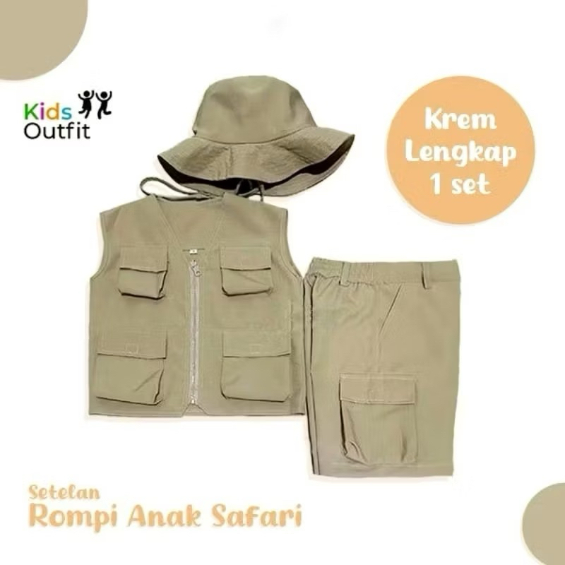 Satu Set Baju Rompi SAFARI Anak/Baju SAFARI Anak PETUALANG/Baju Unizex SAFARI ZOO