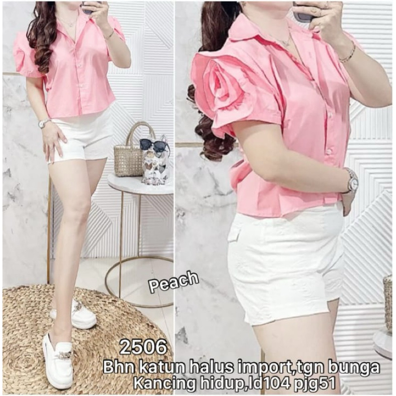 CNY EDITION KEMEJA 2506 TANGAN BUNGA IMPORT , KEMEJA WANITA IMPORT , KEMEJA IMLEK WANITA , KEMEJA NA