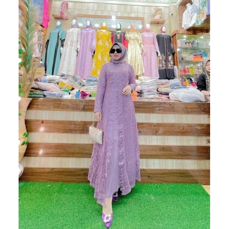 EllenaQueen—Gamis Brokat Modern Premium//Gamis Pesta Burkat Ellena//Gamis Brokat Jumbo Terlaris//Dre