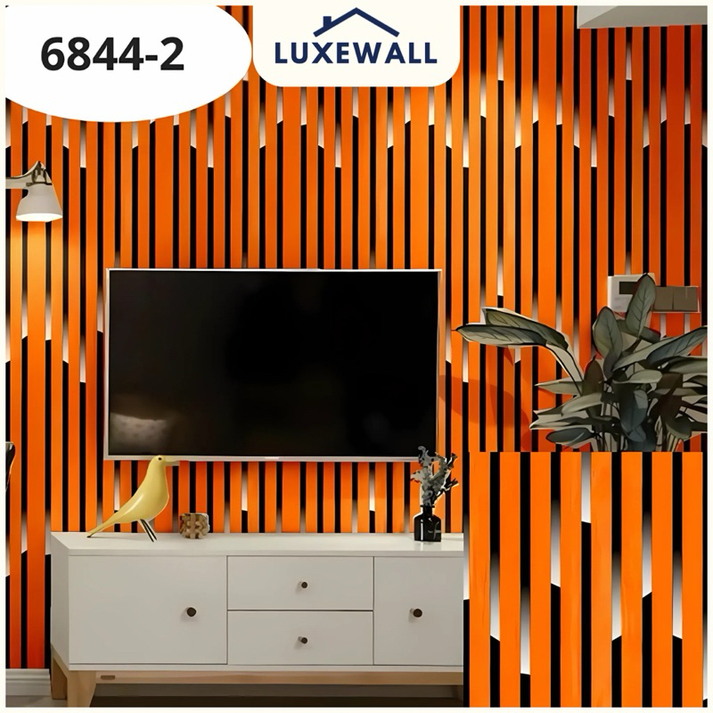 LUXEWALL Wallpaper Dinding Kamar VPC Motif Cokelat Tua Lighting