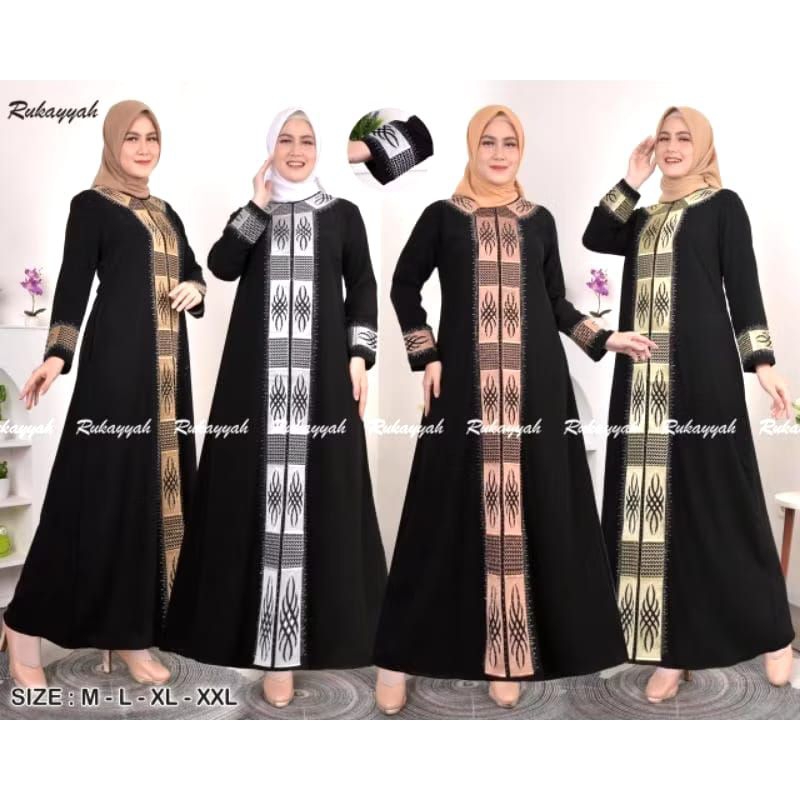 GAMIS ABAYA ARAB HITAM TERBARU DENGAN BORDIR ELEGAN