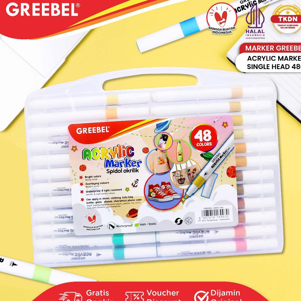 

KODE W93X GREEBEL Spidol Acrylic Marker Single Head Sketsa Marker Set Spidol Warna Warni 12 18 24 36 48 Warna