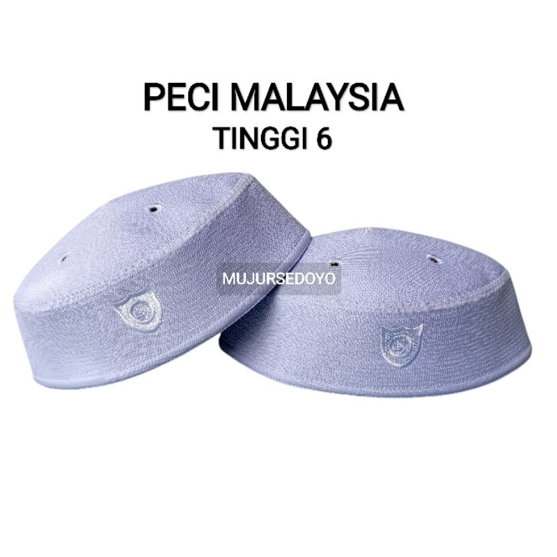 Peci Malaysia Tinggi 6 Pendek Ceper Kopiah Putih Songkok Haji