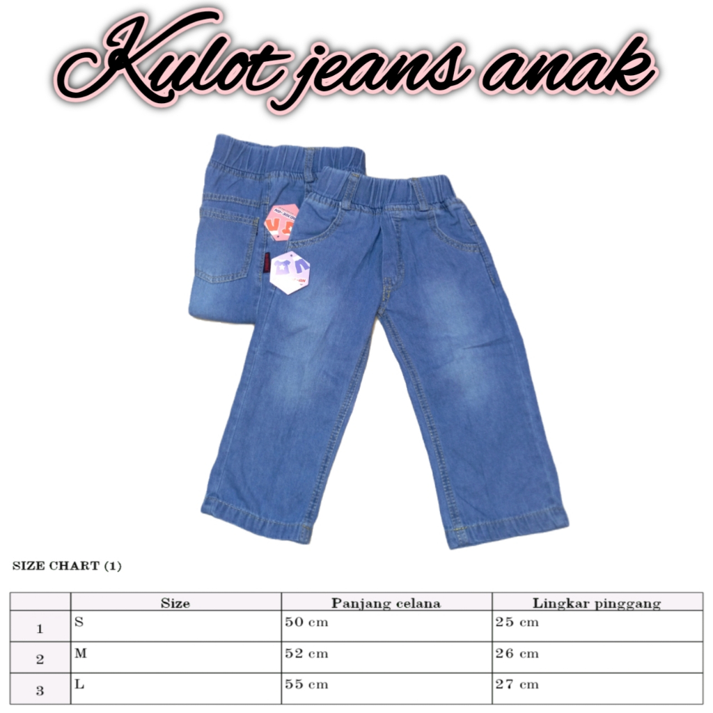 Kulot Jeans Anak /Jeans Anak Kekinian//Kulot Jeans Anak Cewek//Celana Kulot Jeans anak Polos..