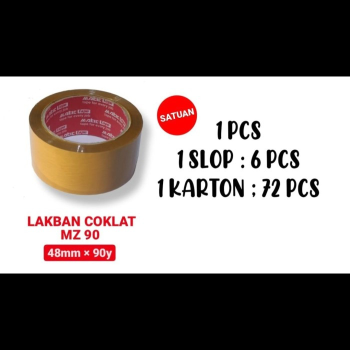 

Lakban/OPP Coklat MERK MATIC 48MM x 45MIC x 90 YARD ISOLASI COKLAT