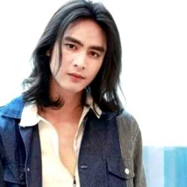 Wig gondrong wig curly pria tanpa poni