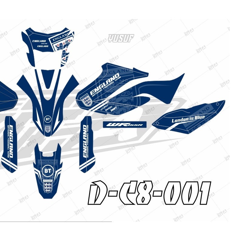 Decal stiker WR 155 motif racing warna biru kombinasi putih