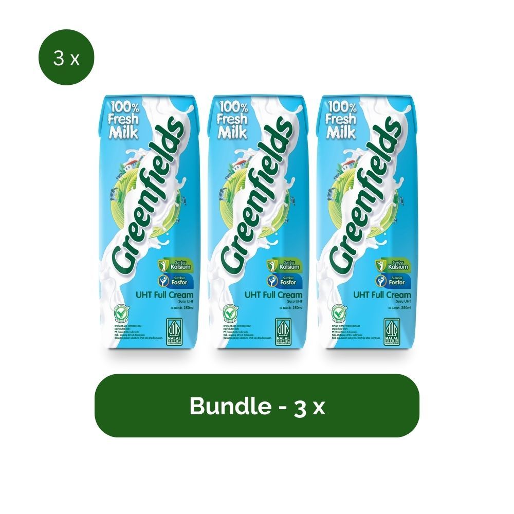 

Bundle 3 Greenfields Susu UHT Full Cream 250 ml