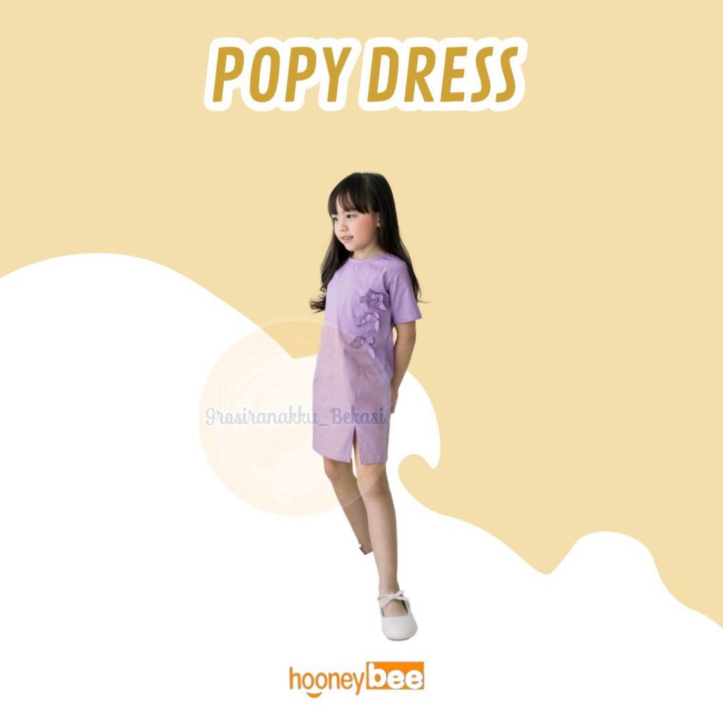 Hooneybee Popy Lilac - Dress Anak Perempuan [Size 1-5 Thn] Baju Dres Kaos Cewek