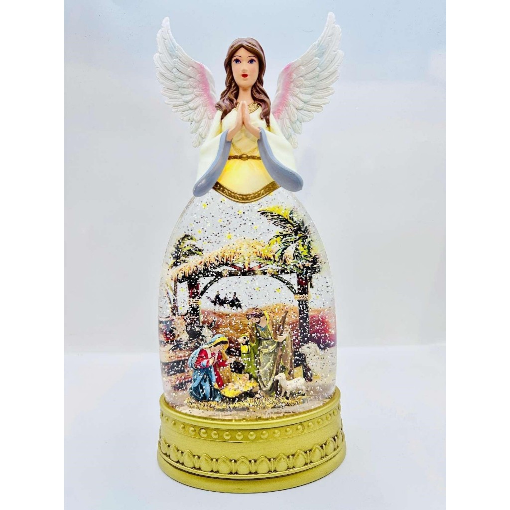 SNOW GLOBE KOTAK MUSIK AIR BOLA KACA KADO NATAL ANGEL MANGER