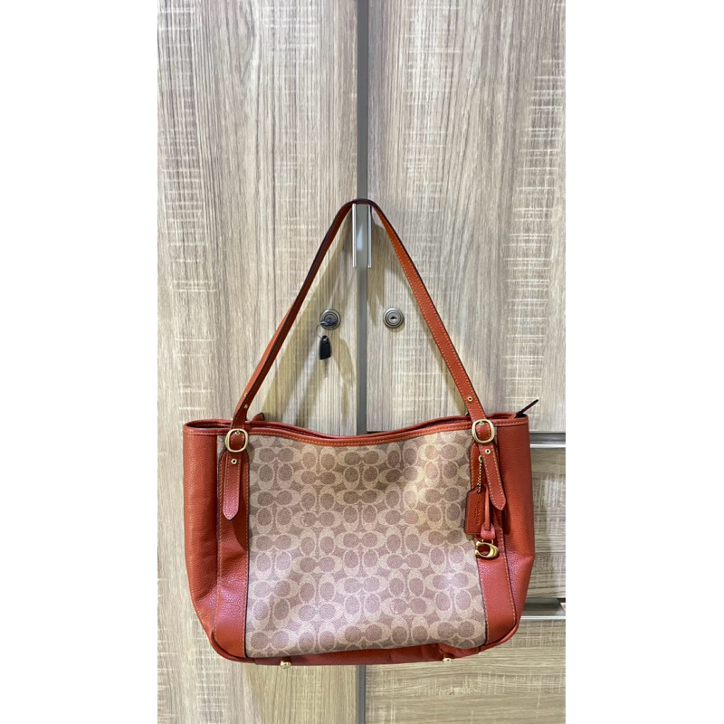 Preloved Coach Alana Tote Signature Brown Original